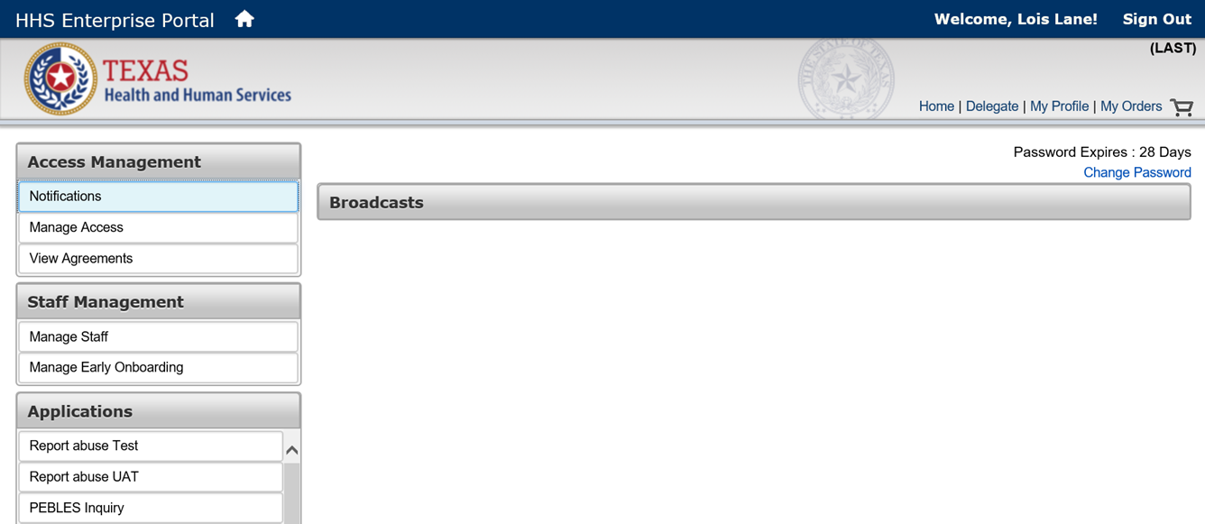 Screenshot of the Enterprise Portal Home Page.