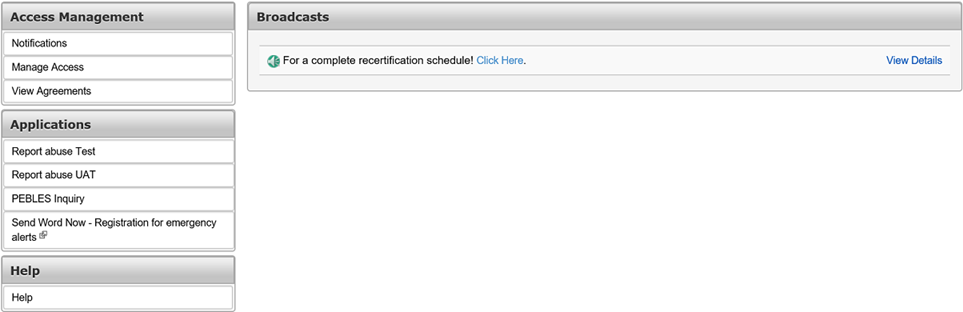 Screenshot of HHS ENterprise Portal Dashboard